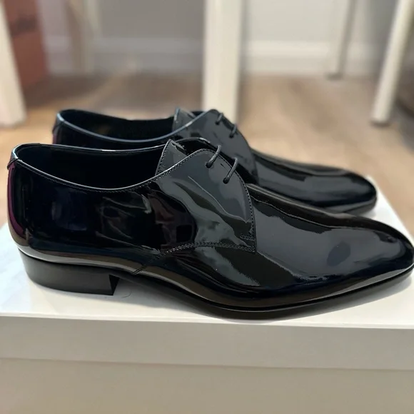 Saint Laurent Men’s Adrien Derbies in Glazed Leather - Picture 2 of 5